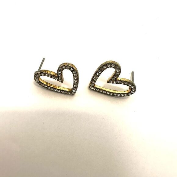 Rhinestone heart post earrings - Picture 5 of 9